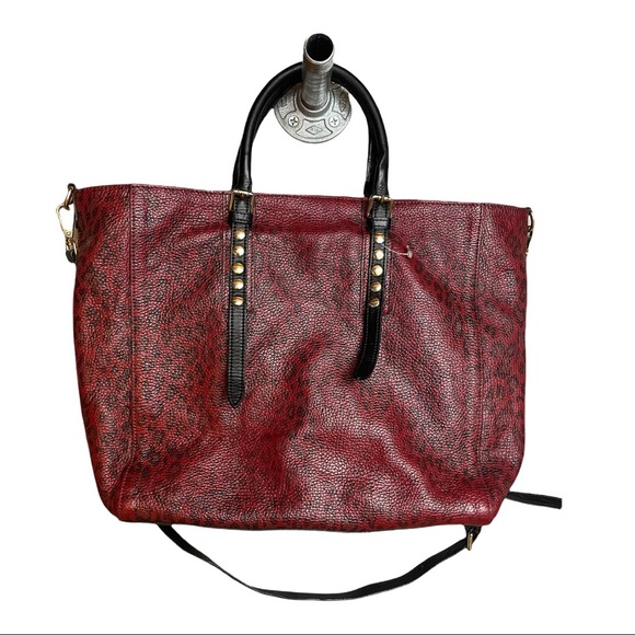 Di Lorenzo Handbags - Di Lorenzo Red and Black Pebbled Leather Handbag With Animal Print NWOT